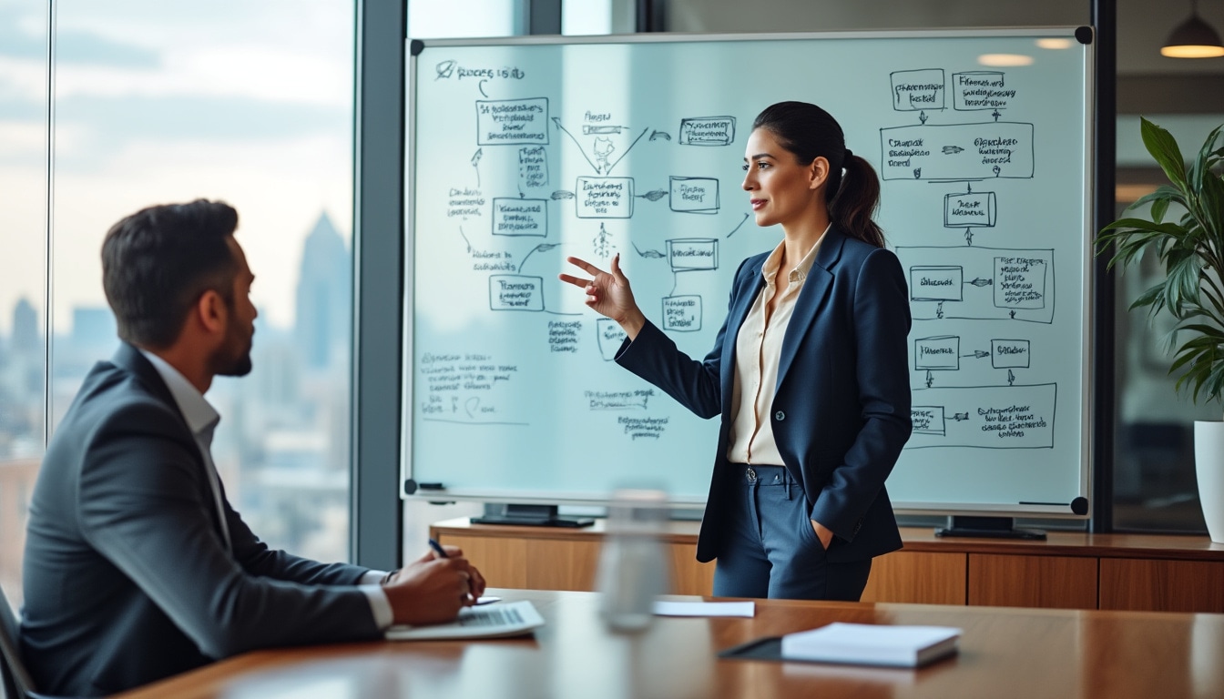 Sesión de estrategia de transformación digital con equipo empresarial